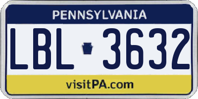 PA license plate LBL3632