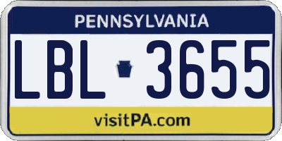 PA license plate LBL3655