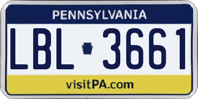 PA license plate LBL3661