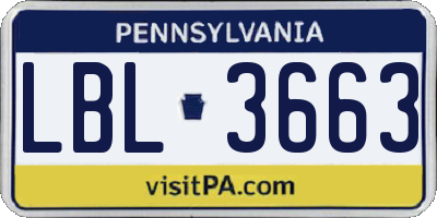 PA license plate LBL3663