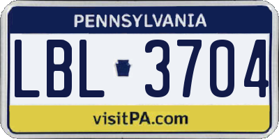 PA license plate LBL3704