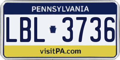 PA license plate LBL3736