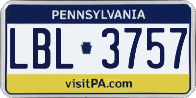 PA license plate LBL3757