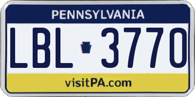 PA license plate LBL3770