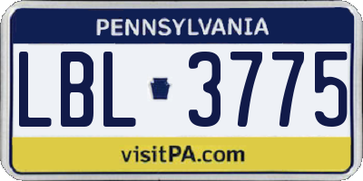 PA license plate LBL3775