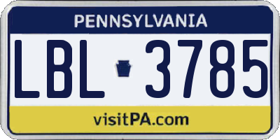 PA license plate LBL3785