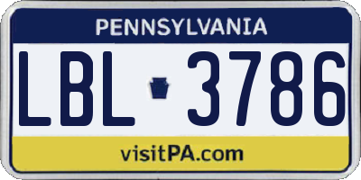 PA license plate LBL3786