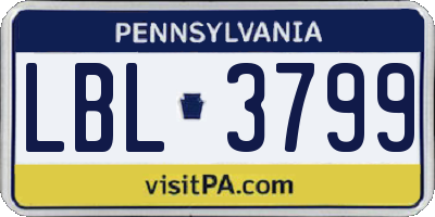 PA license plate LBL3799