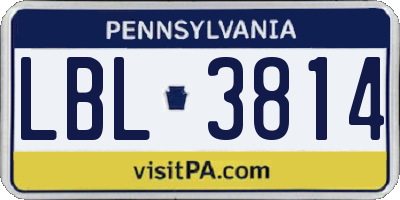 PA license plate LBL3814