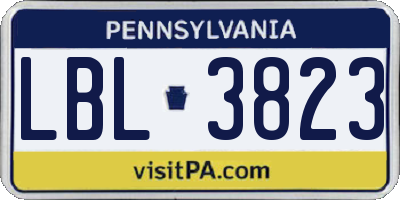 PA license plate LBL3823