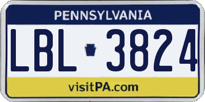 PA license plate LBL3824