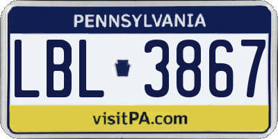 PA license plate LBL3867