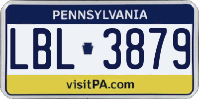PA license plate LBL3879