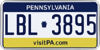 PA license plate LBL3895