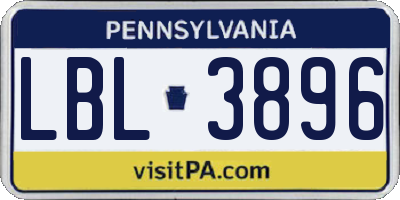 PA license plate LBL3896
