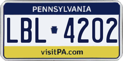 PA license plate LBL4202