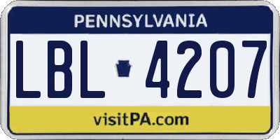 PA license plate LBL4207