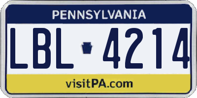 PA license plate LBL4214