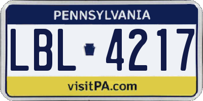 PA license plate LBL4217
