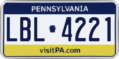 PA license plate LBL4221
