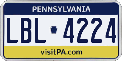 PA license plate LBL4224