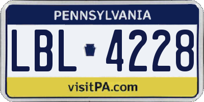 PA license plate LBL4228