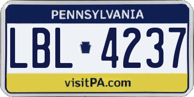 PA license plate LBL4237