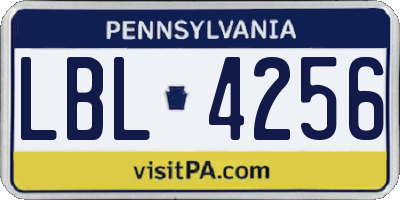PA license plate LBL4256