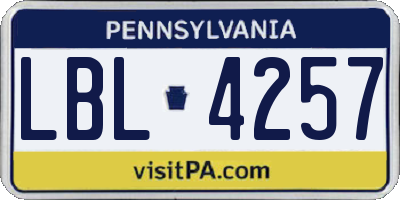 PA license plate LBL4257