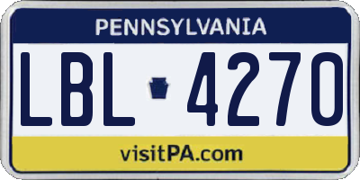 PA license plate LBL4270
