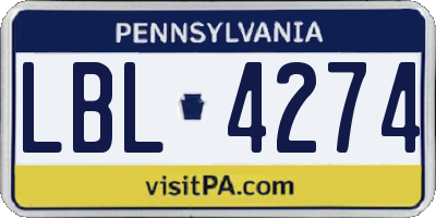 PA license plate LBL4274