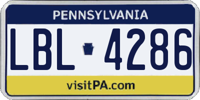 PA license plate LBL4286