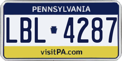 PA license plate LBL4287