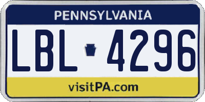 PA license plate LBL4296