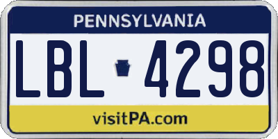 PA license plate LBL4298