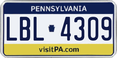 PA license plate LBL4309