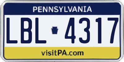 PA license plate LBL4317