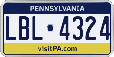 PA license plate LBL4324