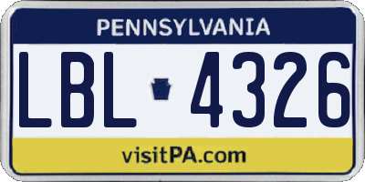 PA license plate LBL4326