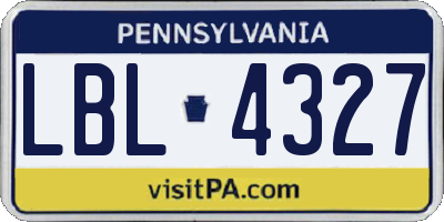 PA license plate LBL4327