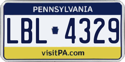 PA license plate LBL4329