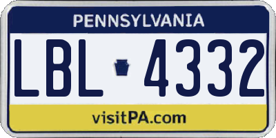 PA license plate LBL4332