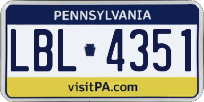 PA license plate LBL4351