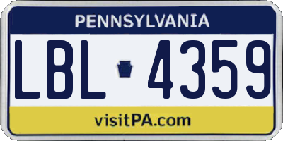 PA license plate LBL4359