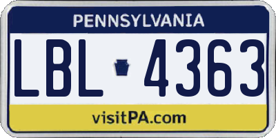 PA license plate LBL4363