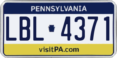 PA license plate LBL4371