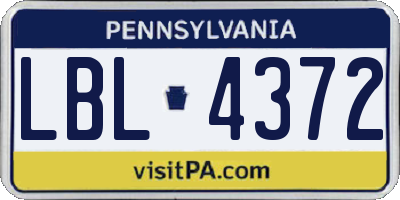 PA license plate LBL4372