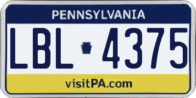 PA license plate LBL4375