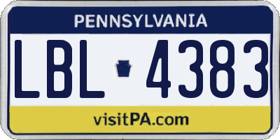 PA license plate LBL4383