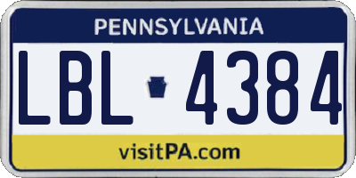 PA license plate LBL4384
